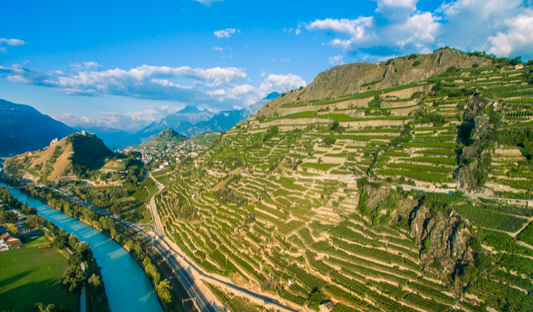 Rhone zwischen Sieders und Sitten Rhone zwischen Sieders und Sitten